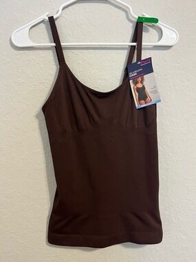 Maidenform DMS833 Seamless Shapewear Cami Large Brown Firm Control Tummy Control